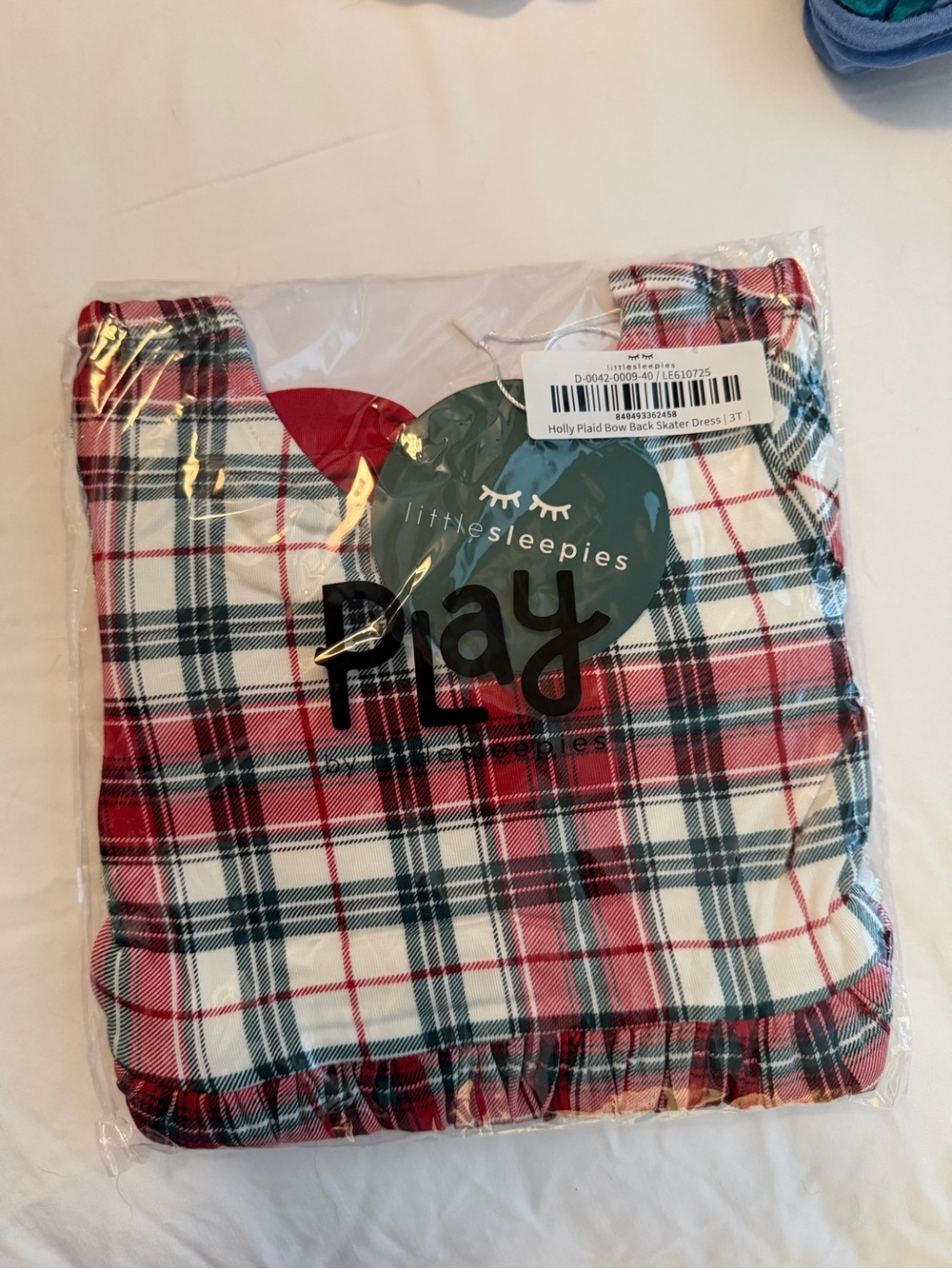Little Sleepies Holly Plaid Bow Back Skater Dress NWT